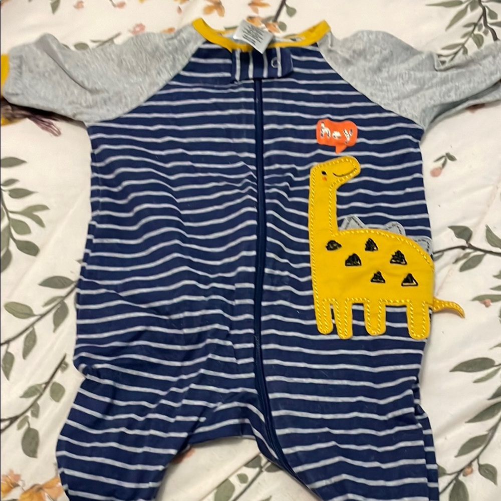 Gerber Blue and Yellow Footies with Giraffe Appliqué